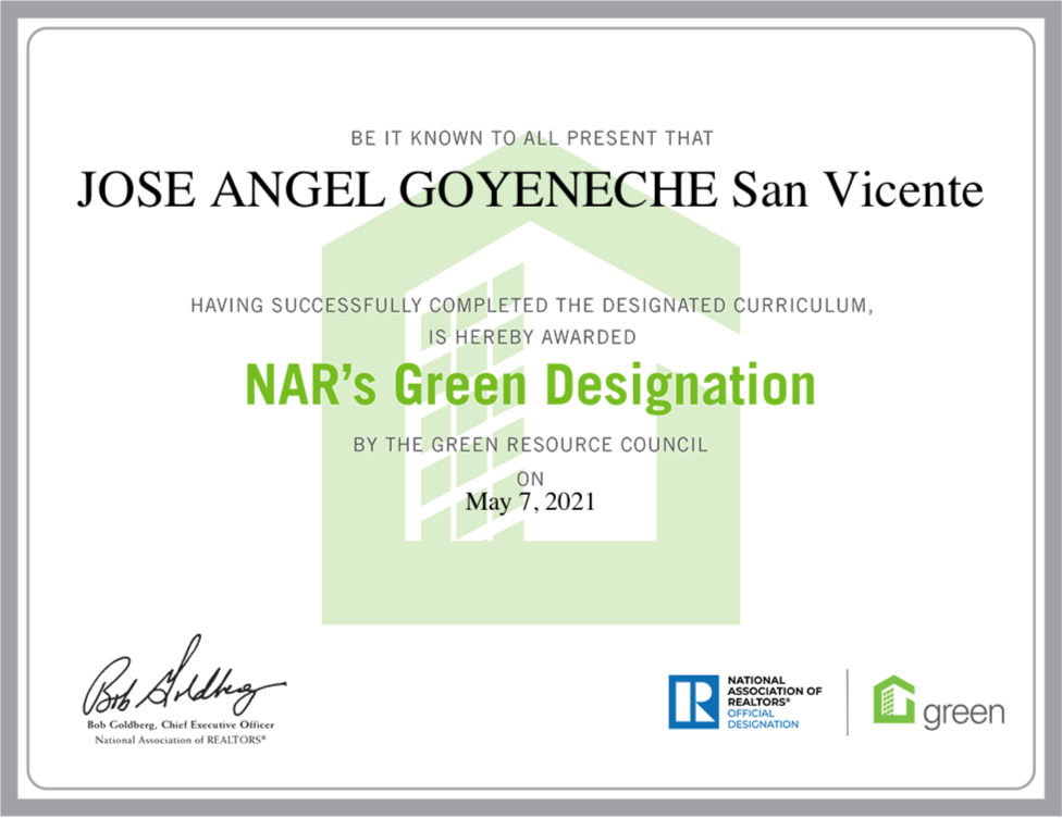 Certificado NAR Green