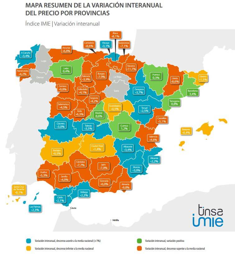 Mapa provincias IMIE mercados locales 2t 2015